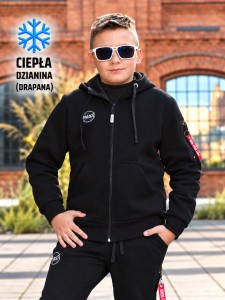 Ciepła Bluza dresowa NASA Gładka Czarna cp